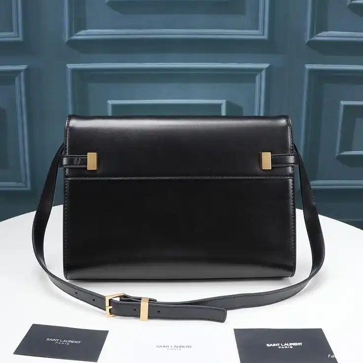 CHEAP Shoulder Black Manhattan Saint Gold Laurent Leather In Smooth Bag 0324